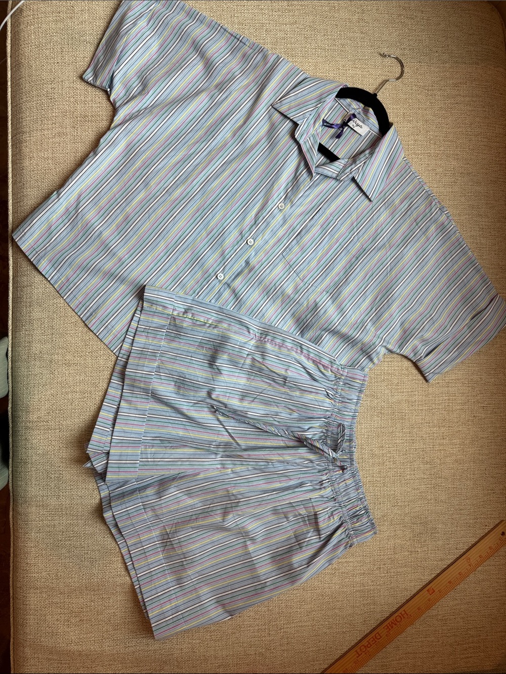 Short Sleeve Stripe Shirt and Shorts Set - Pastel Multi, NWT